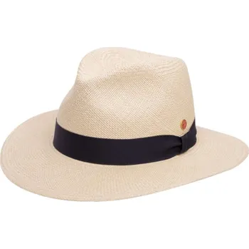 Klobouk Luxusní panamský klobouk Fedora s modročernou stuhou - Mayser Ricardo - UV faktor 80 Velikost: 59 cm (L)