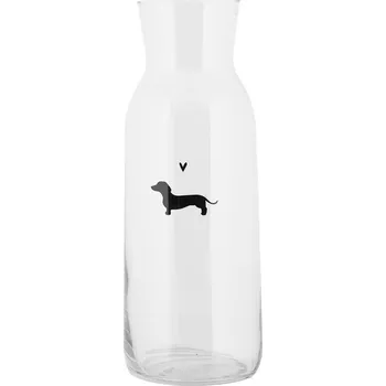 Skleněná karafa s jezevčíkem a srdíčkem Dog&amp;Cat - Ø 9*25 cm / 1000 ml