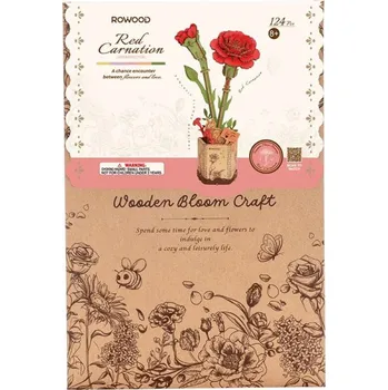 Hračka RoboTime 3D dřevěná skládačka Červený karafiát