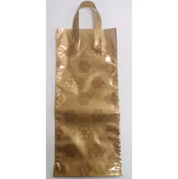 Taška dárková na láhev - zlatá