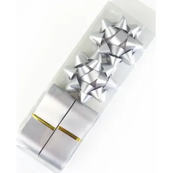 Stuha Pro Háčkování Sada stuhy a mašle jednobarevné 4 ks stříbrná