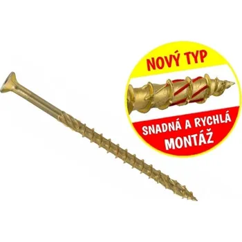 Vrut Konstrukční vrut do dřeva KLIMAS 6x70 TORX zápustná hlava TX30 žlutý Zn (100 ks v balení)