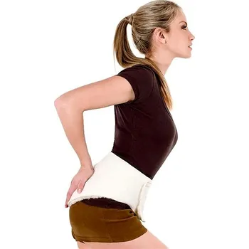 Babička Ovečková Elastický ledvinový pás z ovčí vlny merino na suchý zip přírodní S