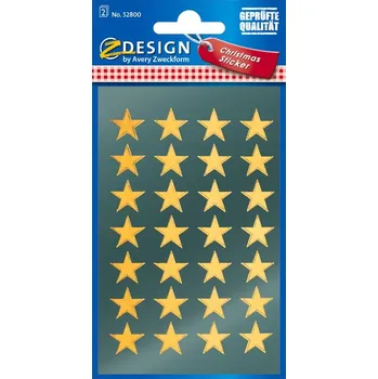 Vánoční dekorace Vánoční dekorační SAMOLEPKY Zlaté hvězdičky Lesklá Fólie AVERY 1 Ks .