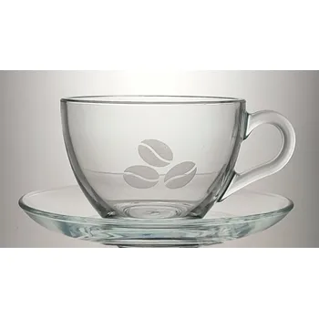 Šálek na kávu a čaj s podšálkem – gravírování na přání - jméno, obrázek, logo)