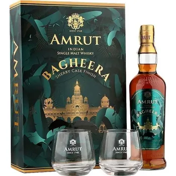 Whisky Amrut Bagheera + 2 sklenice 46% 0,7l (dárkové balení 2 sklenice)