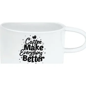 Hrnek Makronka s potiskem Káva děla vše lepší hrnek Makronka