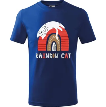 Dětské tričko s potiskem Rainbow cat Velikost: 122/6 let, Barva trička: Královsky modrá