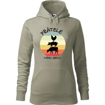 Pánská mikina Dámská mikina Přátelé mého grilu Velikost (žena): 2XL, Vyberte barvu: Světlá khaki