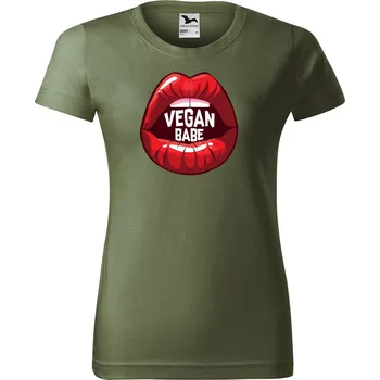 Dámské tričko s potiskem Vegan babe Barva trička: Khaki - 09, Velikost: S