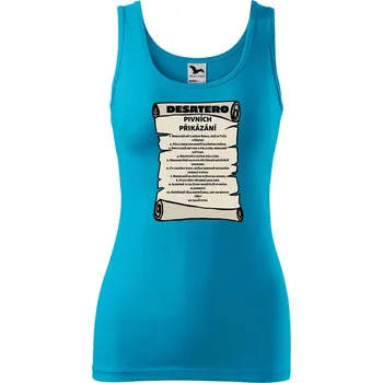 Dámské tílko s potiskem Pivní přikázání Velikost: S, Barva: Tyrkysová