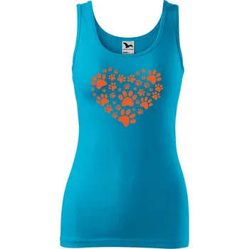 Dámské tílko s potiskem Psí tlapky srdce Velikost: 2XL, Barva: Tyrkysová
