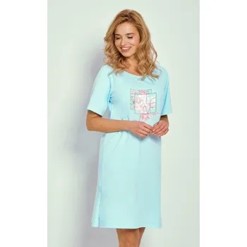 Dámská noční košile Taro, dámská noční košile 3327-Isla, krátký rukáv, modrá, vel. M