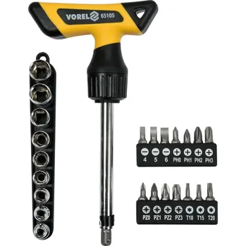 Šroubovák Šroubovák "T" ráčnový sada + nástavce 25ks VOREL
