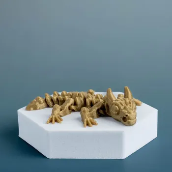 Maluj 3D | Drak černo-zlatý – Originální barevný 3D přívěšek s pohyblivými částmi Barva: zlatá