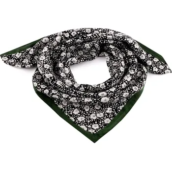 Šátek Šátek květy 65x65 cm Varianta: 1 černá zelená, Balení: 1 ks