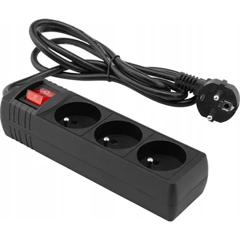 Napájecí kabel Prodlužovací Kabel Zásuvková Lišta 3 ZÁSUVKY s uzemněním + spínač 1,5 m