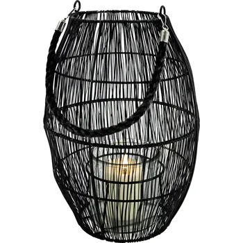 Lucerna Lucerna kovová, kov, sklo, černá, výška: 30 cm 621641