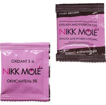 Barva na řasy a obočí Nikk Mole barva na obočí sáček 5 ml + oxidant 5 ml Barva: Dark Brown