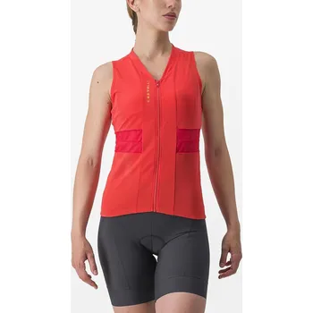 cyklistický dres Dres dámský Castelli Anima 4 Hibiscus/soft orange bez rukávu Podkarta: S