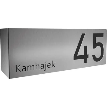 Domovní cedule Domovní číslo tabulka nerezová 16b Velikost: 10 x 24 x 7(ohyb) cm (M), Odstín: Nerezová ocel - Broušeno, Ohyb: Na levé straně od čísla