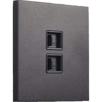 Elektrická zásuvka Zásuvka 2xRJ45 dvojitá internetová čtvercová kovová černá matná Togglica
