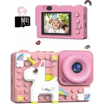 IP kamera Kiztoys Dětský Fotoaparát Růžový Jednorožec HD1080p 2,4" Displej SD Karta 32GB
