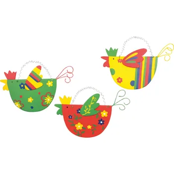 Dřevěná hračka Small Foot Dřevěné slepičky barevné - 3 ks