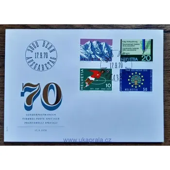 Poštovní známka ŠVÝCARSKO FDC 929/32, výročí, r. 1970