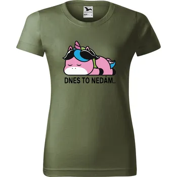 Dámské tričko Dnes to nedám, jednorožec Barva trička: Khaki - 09, Velikost: L