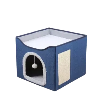 Pelíšek pro kočku Domeček pro kočky 41x41cm modrý (KC41M)