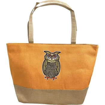 Kabelka Plážová taška 35x51x17cm - sova oranžová