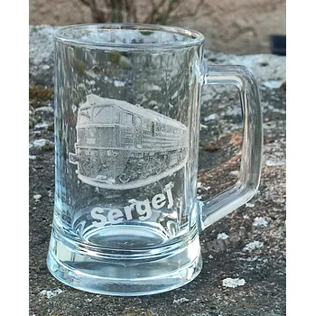 Sklenice Půllitr s vlakem Sergej - S krabičkou a podtáckem Bez krabičky a podtácku