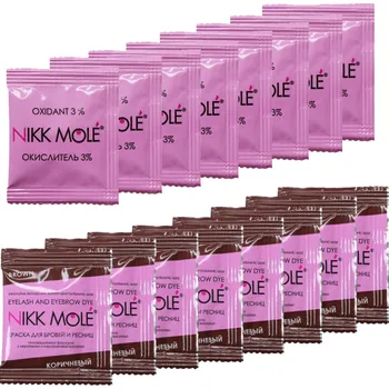Barva na řasy a obočí Nikk Mole barva na obočí 8×5 ml + oxidant 8×5 ml – sáčky Barva: Dark Brown