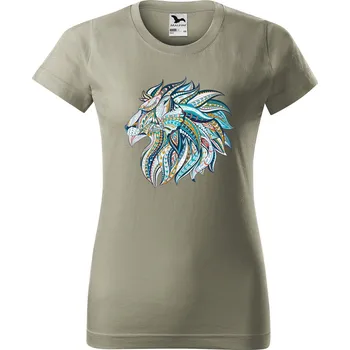 Dámské tričko Dámské tričko s potiskem Hlava lva Barva trička: Světlá khaki - 28, Velikost: XL