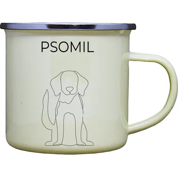 Smaltovaný plecháček s potiskem psomil Barva: Žlutá