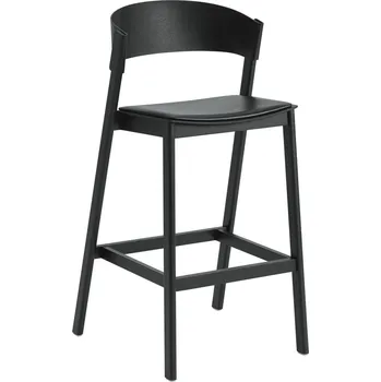 Barová židle Muuto, Barová židlička Cover s čalouněným sedákem 75 cm černá - Formadore