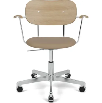 Audo Copenhagen, Otočná židle Co Sierra zádová opěrka světlý dub kožený sedák a područky světle hnědá - Formadore