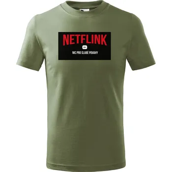 Dětská móda Dětské tričko s potiskem Netflink Velikost: 122/6 let, Barva trička: Khaki