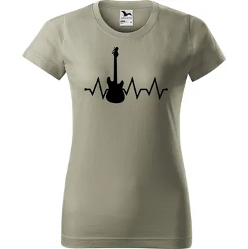 Dámské tričko Dámské tričko s potiskem Tep kytara Barva trička: Světlá khaki - 28, Velikost: XS