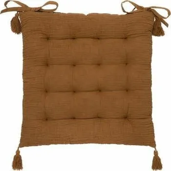 Podsedák Hnědý sedák na židli s bambulkami Atmosphera 38x38 cm do jídelny