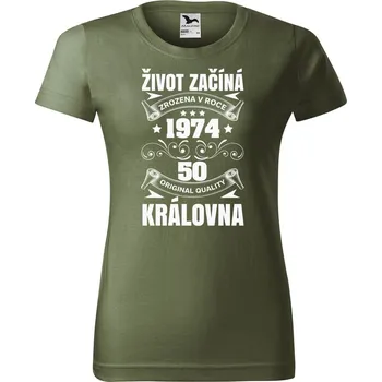Dámské tričko Dámské tričko Život začíná královna Barva trička: Khaki - 09, Velikost: 2XL