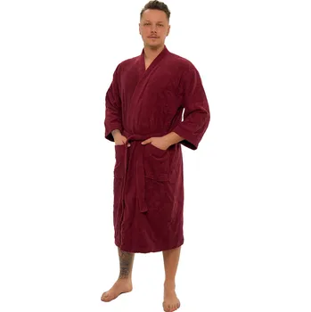 Pánský župan Pánský bavlněný župan model KIMONO 04 Bordeaux S