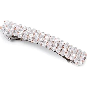 Francouzská spona do vlasů s broušenými korálky, barva 1 crystal