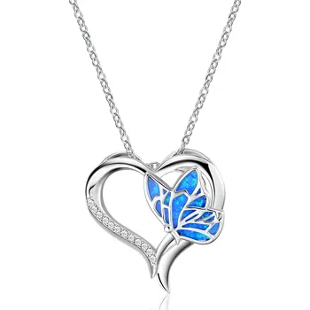 Řetízek Olivie Stříbrný náhrdelník MOTÝL na srdíčku 5663 Ag 925; ≤3,4 g.