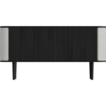 Komoda Umage, Třídveřová komoda Treasures černý dub a světle šedá tkanina - Formadore