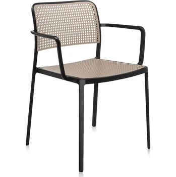 Jídelní židle Kartell, Židle Audrey s područkami černý rám písková - Formadore