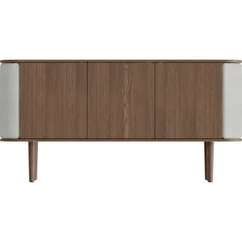 Komoda Umage, Třídveřová komoda Treasures tmavý dub a světle šedá látka - Formadore