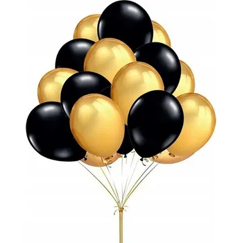 Balónek Balónky SADA metalické ČERNÉ ZLATÉ 25 ks VELKÉ