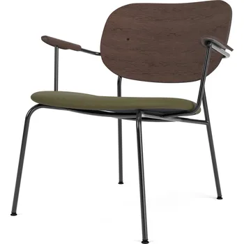 Jídelní židle Audo Copenhagen, Židle Co Sierra zádová opěrka tmavý dub kožený sedák a područky na černých nožkách nízká zelená - Formadore